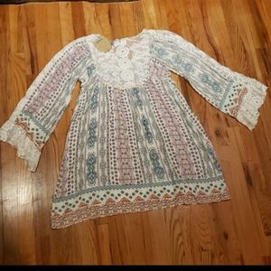 Kori printed with lace dress.